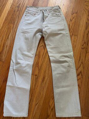 Vintage 1998 Levi's 501 Jeans | W27 L30 | Ecru Ivory Denim | Straight Leg